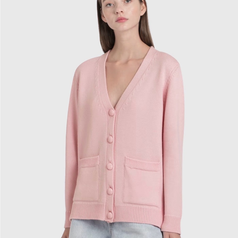 Ganni women’s Pink Wool Cardigan XS 
Retail $450 NWT